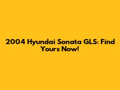 2004 Hyundai Sonata GLS: Find Yours Now!
