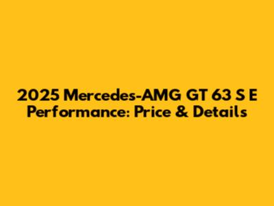 2025 Mercedes-AMG GT 63 S E Performance: Price & Details
