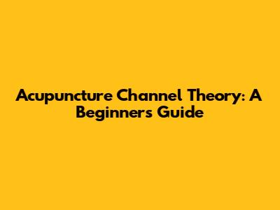 Acupuncture Channel Theory: A Beginner's Guide