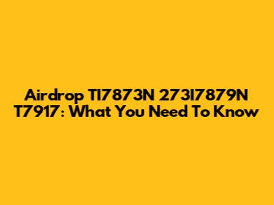 Airdrop TI7873N 273I7879N T7917: What You Need To Know