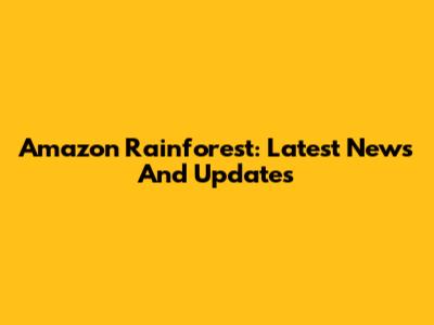 Amazon Rainforest: Latest News And Updates