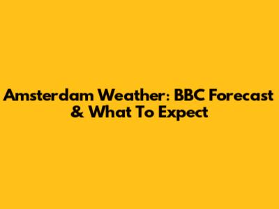 Amsterdam Weather: BBC Forecast & What To Expect