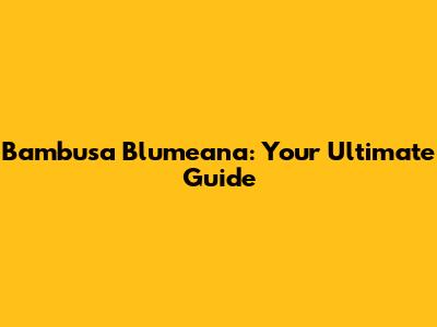Bambusa Blumeana: Your Ultimate Guide