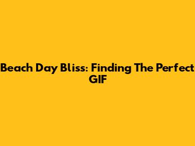 Beach Day Bliss: Finding The Perfect GIF