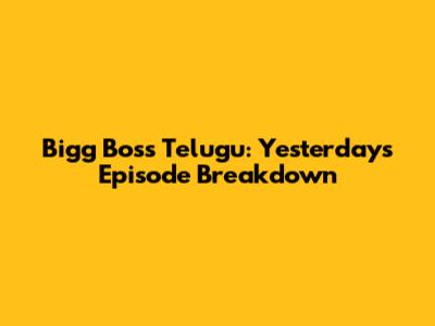 Bigg Boss Telugu: Yesterday's Episode Breakdown