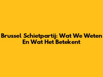 Brussel Schietpartij: Wat We Weten En Wat Het Betekent