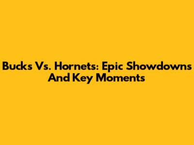 Bucks Vs. Hornets: Epic Showdowns And Key Moments