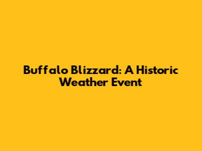 Buffalo Blizzard: A Historic Weather Event