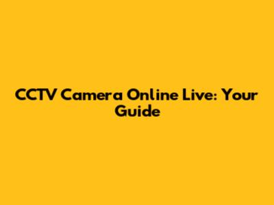 CCTV Camera Online Live: Your Guide