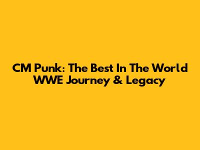 CM Punk: The 'Best In The World' WWE Journey & Legacy