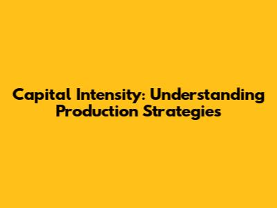 Capital Intensity: Understanding Production Strategies