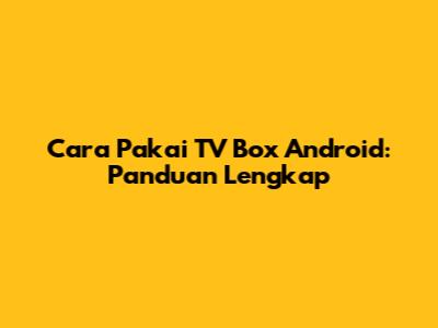 Cara Pakai TV Box Android: Panduan Lengkap