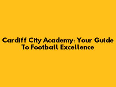 Cardiff City Academy: Your Guide To Football Excellence
