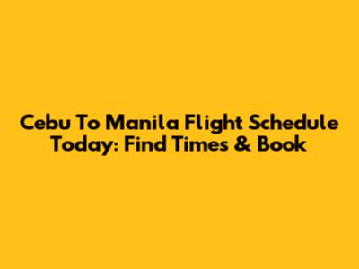 Cebu To Manila Flight Schedule Today: Find Times & Book