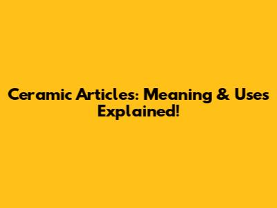 Ceramic Articles: Meaning & Uses Explained!