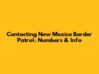 Contacting New Mexico Border Patrol: Numbers & Info