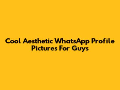 Cool Aesthetic WhatsApp Profile Pictures For Guys