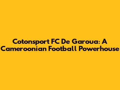 Cotonsport FC De Garoua: A Cameroonian Football Powerhouse