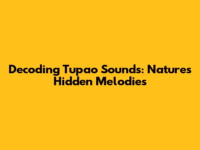 Decoding Tupao Sounds: Nature's Hidden Melodies