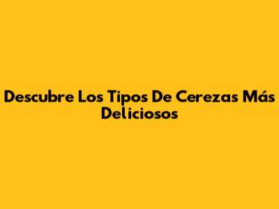 Descubre Los Tipos De Cerezas Más Deliciosos