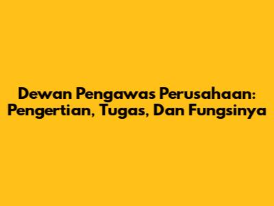 Dewan Pengawas Perusahaan: Pengertian, Tugas, Dan Fungsinya