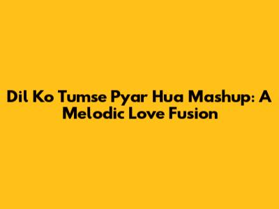 Dil Ko Tumse Pyar Hua Mashup: A Melodic Love Fusion