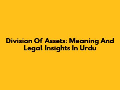 Division Of Assets: Meaning And Legal Insights In Urdu