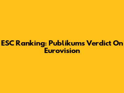 ESC Ranking: Publikum's Verdict On Eurovision