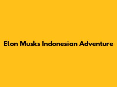 Elon Musk's Indonesian Adventure