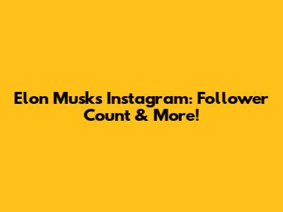 Elon Musk's Instagram: Follower Count & More!
