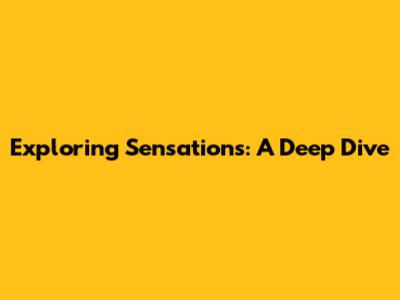 Exploring Sensations: A Deep Dive