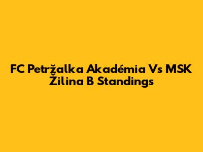 FC Petržalka Akadémia Vs MSK Žilina B Standings
