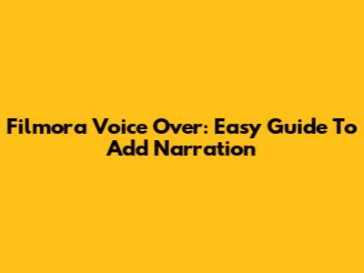 Filmora Voice Over: Easy Guide To Add Narration