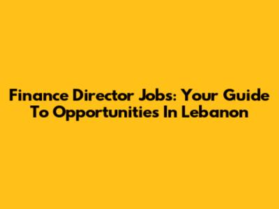 Finance Director Jobs: Your Guide To Opportunities In Lebanon