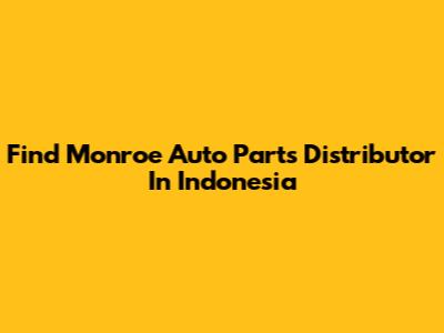 Find Monroe Auto Parts Distributor In Indonesia