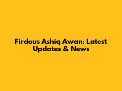 Firdous Ashiq Awan: Latest Updates & News