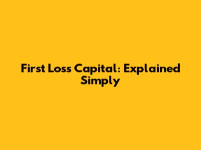 First Loss Capital: Explained Simply