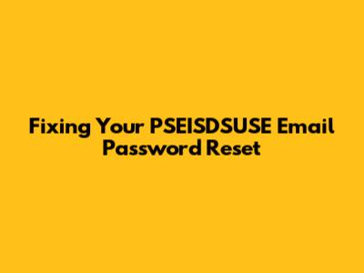 Fixing Your PSEISDSUSE Email Password Reset