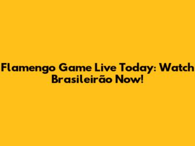 Flamengo Game Live Today: Watch Brasileirão Now!
