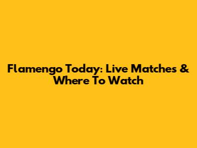 Flamengo Today: Live Matches & Where To Watch