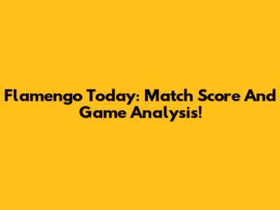 Flamengo Today: Match Score And Game Analysis!