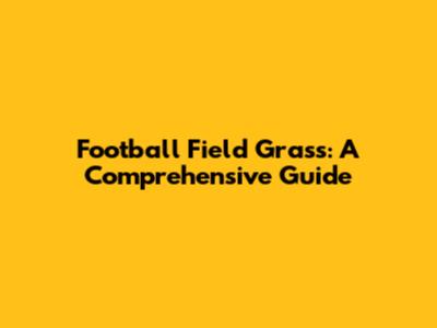 Football Field Grass: A Comprehensive Guide