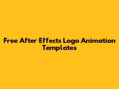 Free After Effects Logo Animation Templates