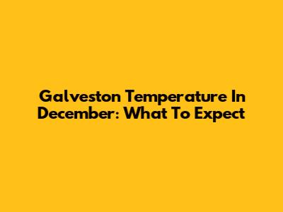 Galveston Temperature In December: What To Expect
