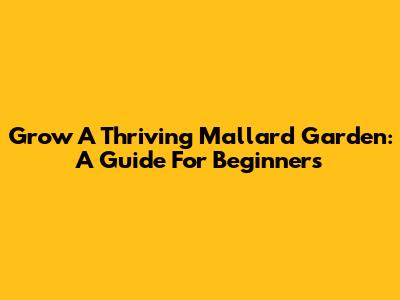 Grow A Thriving Mallard Garden: A Guide For Beginners