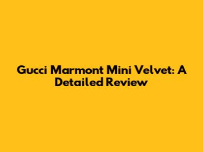 Gucci Marmont Mini Velvet: A Detailed Review