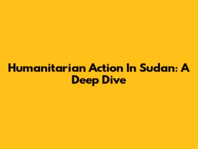 Humanitarian Action In Sudan: A Deep Dive