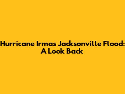 Hurricane Irma's Jacksonville Flood: A Look Back