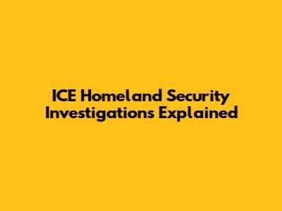 ICE Homeland Security Investigations Explained