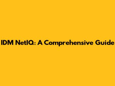 IDM NetIQ: A Comprehensive Guide